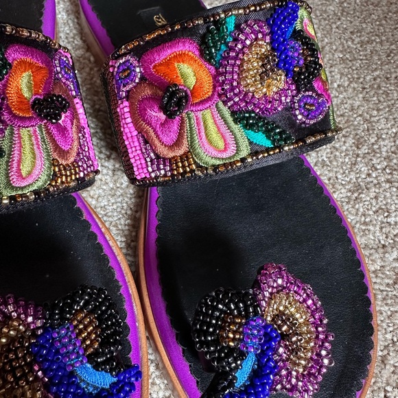 Beverly Feldman Purple Beaded Sandals - Picture 2 of 8